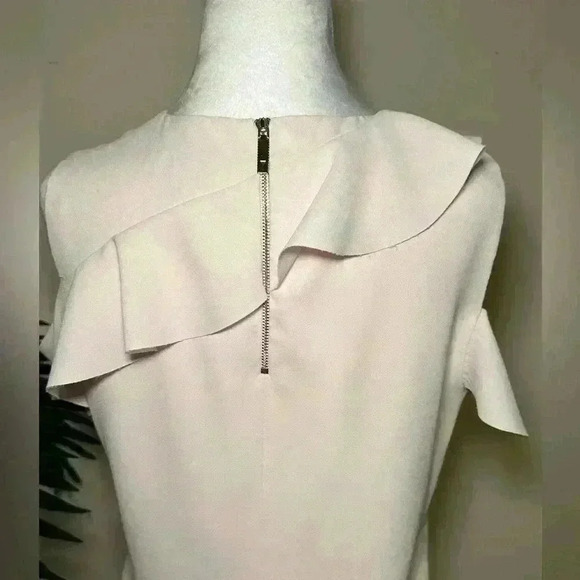Ted Baker Honourr Asymmetrical Frill Top Nude Pink - Size 2 - Small/Medium - Picture 7 of 11